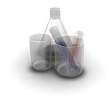 Flask, beaker and test tubes