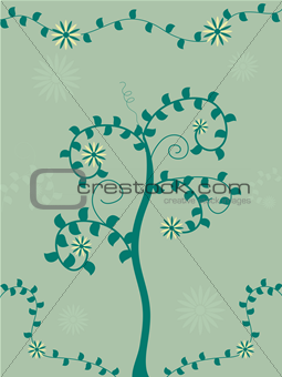 Swirly tree and flower vector