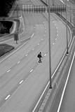Man crossing the motorway