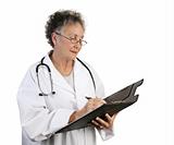 Mature Female Doctor Taking Notes