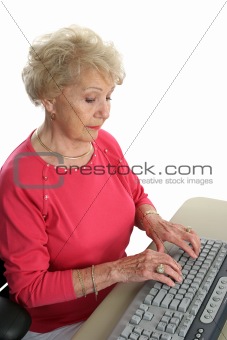 Senior Lady Learns Computer