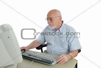Sr Man Confused by Computer