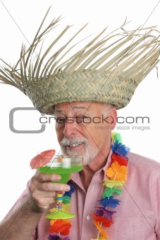 Senior Man Enjoys Margarita