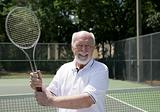 Senior Man Plays Tennis