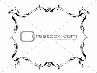 Butterfly and flower theme, white frame vector