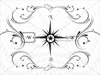 Compass panel on white floral background