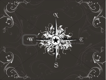Vector illustration of compass on grey background