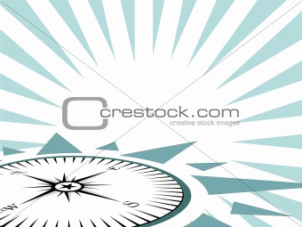 Vector illustration of compass on sky blue background