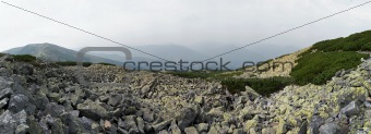 mountain stony overcast view