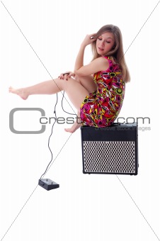 nice girl on amplifier