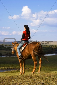 Asian Girl Horse Riding