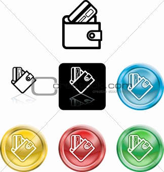 wallet and credit card icon symbol