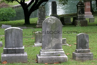 Gravestones By Lake