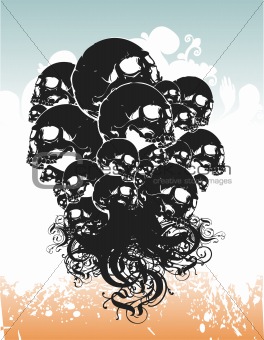 Rising skulls grunge vector illustration