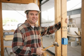 Construction Electrician Installing Box