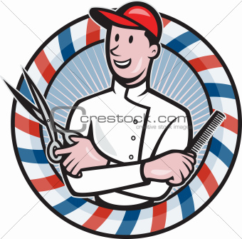 Barber With Scissors and Comb Cartoon