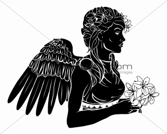 Stylised angel woman illustration
