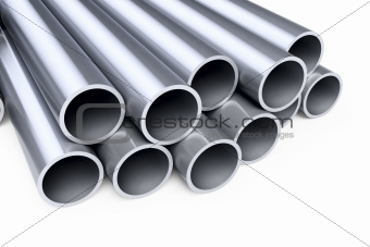 metallic pipes on a white background 