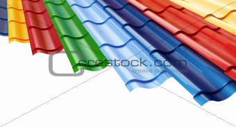 Color Metal Roof Tile on a white background 