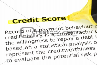 Credit Score highlighted in yellow