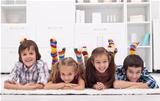 Children with colorful socks