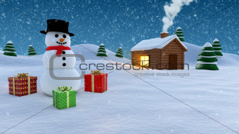 snowman winter background