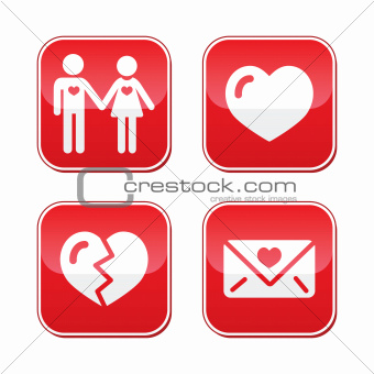 Love Valentine's Day buttons set