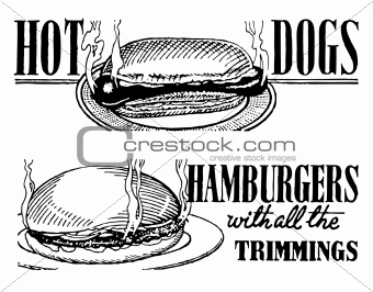 Vector Retro Hotdog and Hamburger Banners