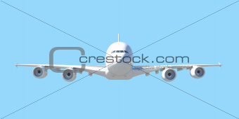 White passenger plane. Front view