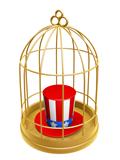 golden birdcage and hat of USA