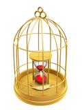 golden birdcage and hourglass