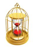 golden birdcage and hourglass