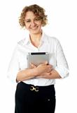 Businesswoman holding an electronic tablet
