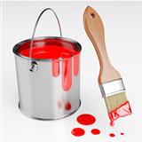 Can of red paint 