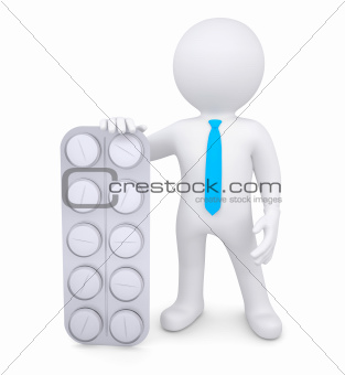 3d white human with pills