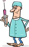 doctor with syringe cartoon illustration