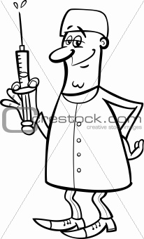 doctor or surgeon black and white cartoon