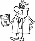 doctor with xray black and white cartoon