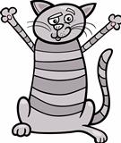 happy tabby cat cartoon illustration