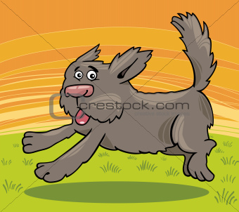 running shaggy dog cartoon illustration