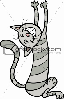 stratching cat cartoon illustration