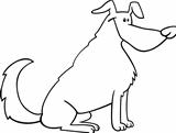 sitting dog cartoon for coloring book