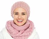 Portrait of smiling woman in knit winter clothes