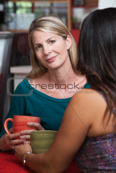 Calm Blond Woman with Friend