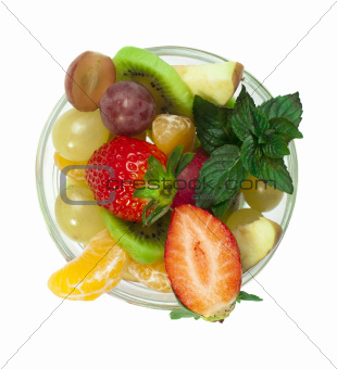 Fruit salad in a glass bowl 
