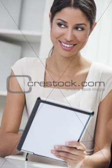Hispanic Woman Businesswoman Using Tablet Computer