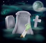 Zombie grave illustration