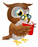 Cartoon Owl Reading a Book