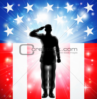  US flag military armed forces soldier silhouette saluting