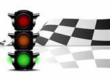 racing flag with green light